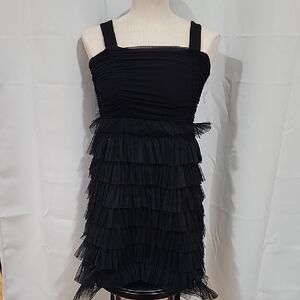 Sara Sara Elegant Black Tiered Mini Dress